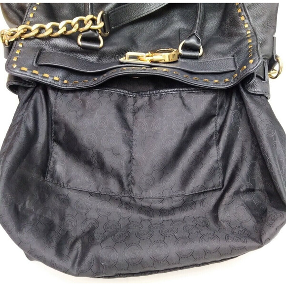 Michael Kors Hamilton Black Leather Satchel Shoulder Bag w/ Matching Wallet - Picture 10 of 13